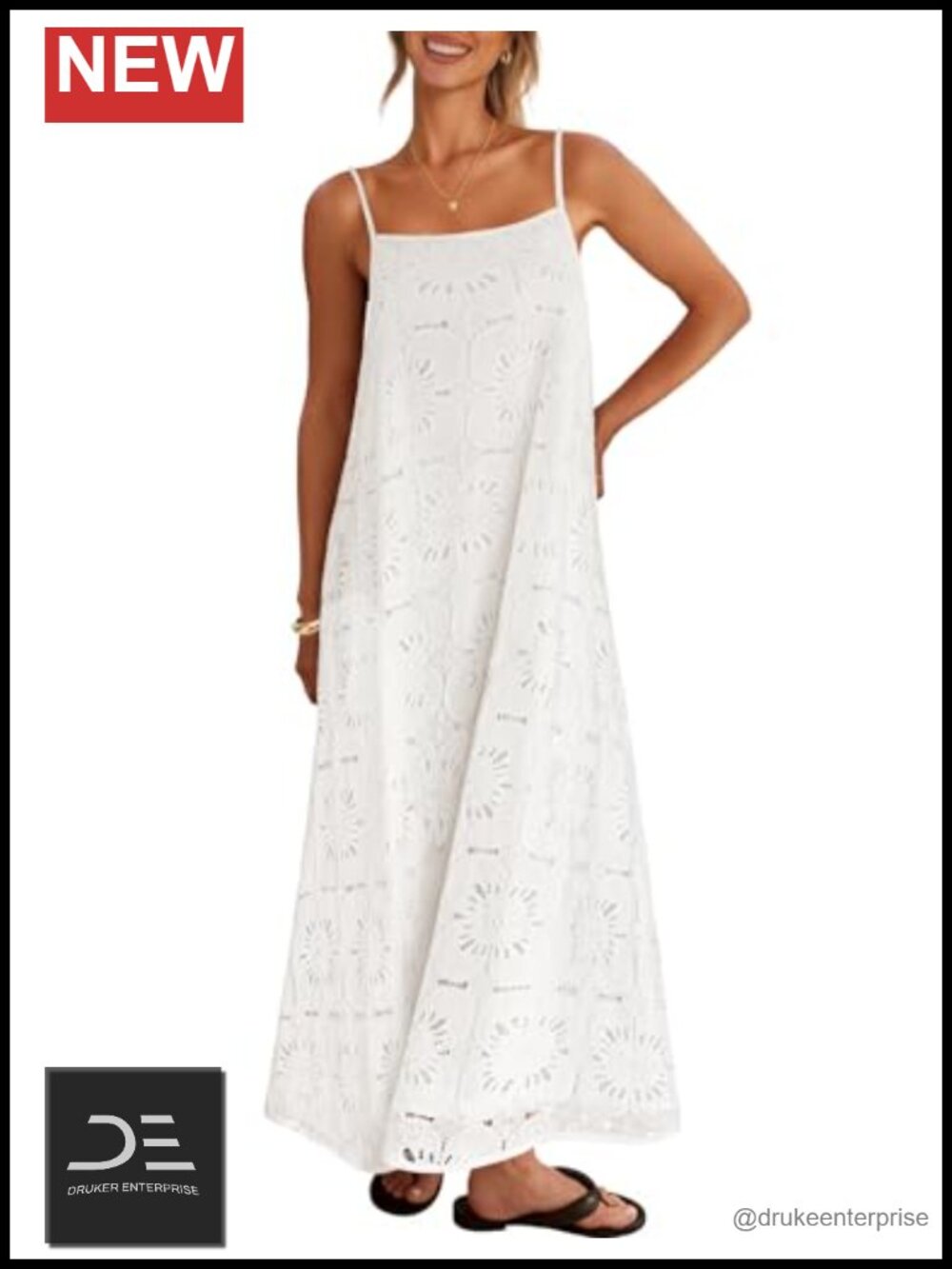 Women's Summer Maxi Dress Boho Spaghetti Strap Sundress with Pockets